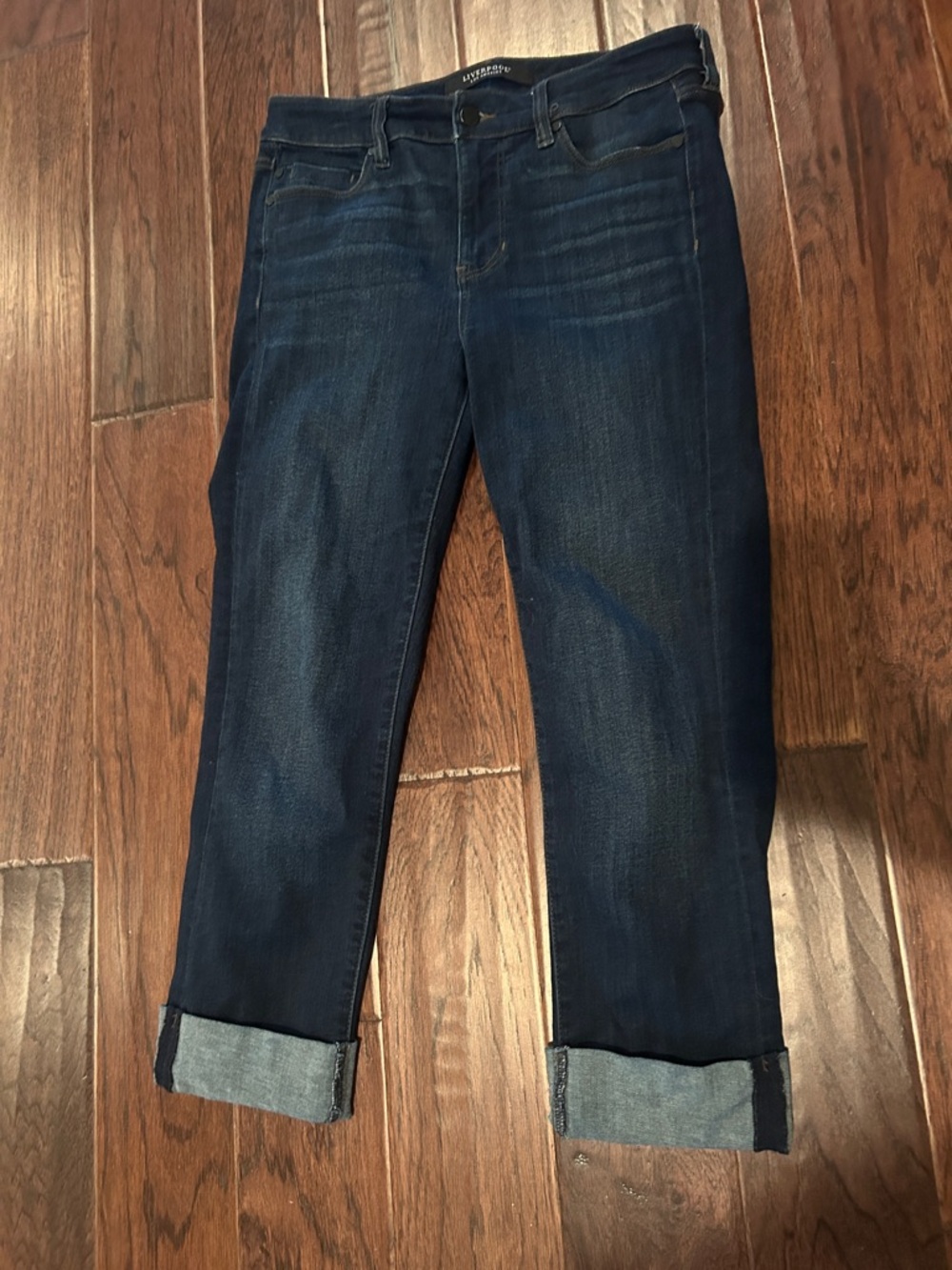 Liverpool Dark Blue The Crop Cuffed Jeans